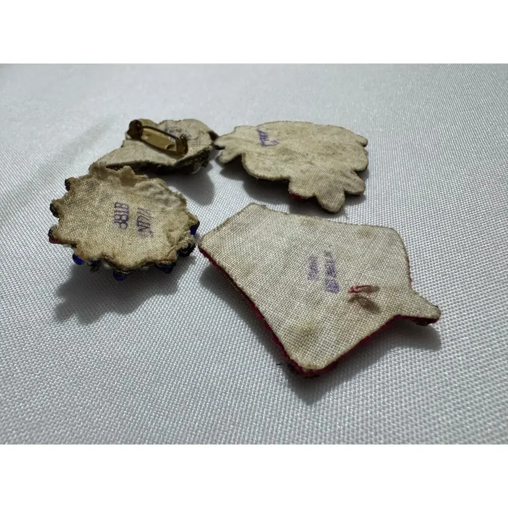 Set of 4 Antique Costume Pearl and beaded Applique Patches